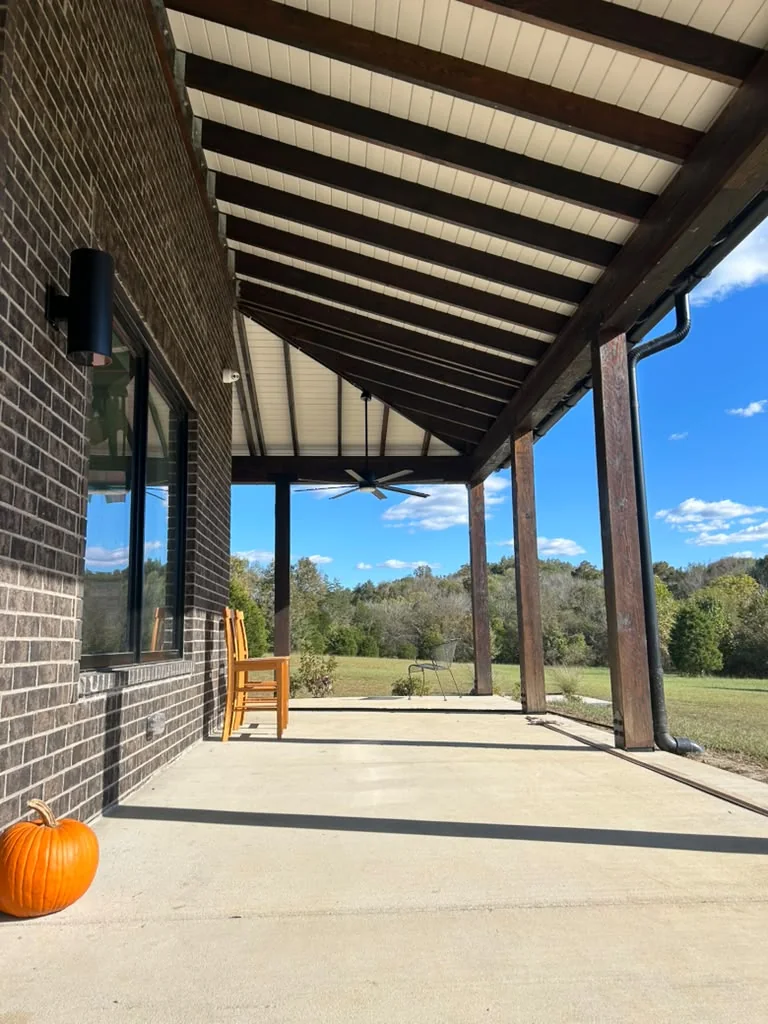 Exterior wood posts with a finished stain